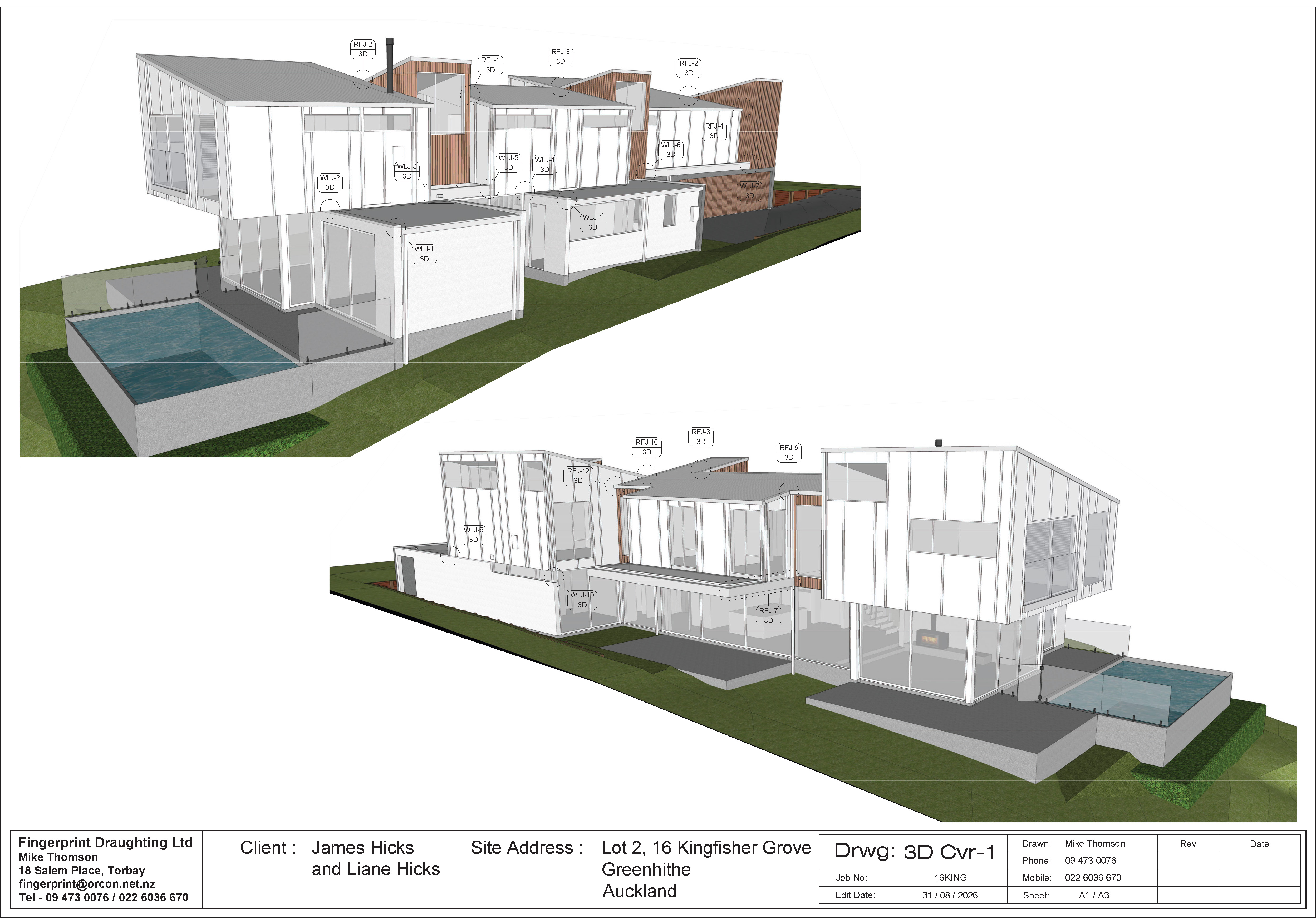 Pool / street view 3D reference model for Lot 2, Kingfisher Grove